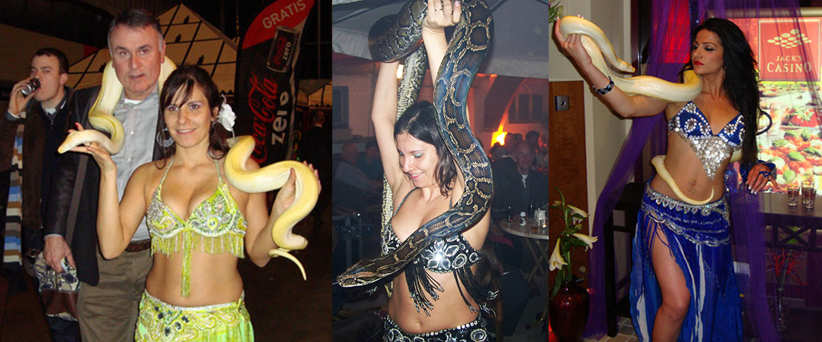 Optreden met slangen bij feestjes